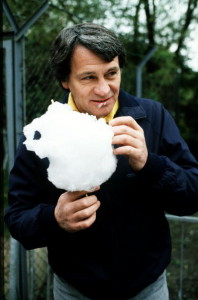 Sport. Football. pic: 1981. Ipswich Town Manager Bobby Robson enjoys some candy floss at Phantasialand near Cologne.