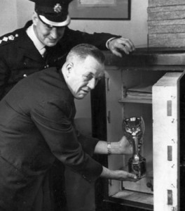 The World Cup trophy being locked in a safe, 28 March 1966.